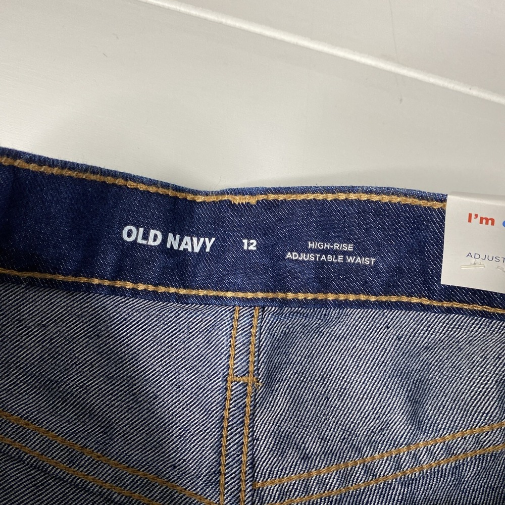 OLD NAVY Girls Blue Denim Frayed Hem High Rise Adjustable Waist Shorts Size 12 - Picture 9 of 11